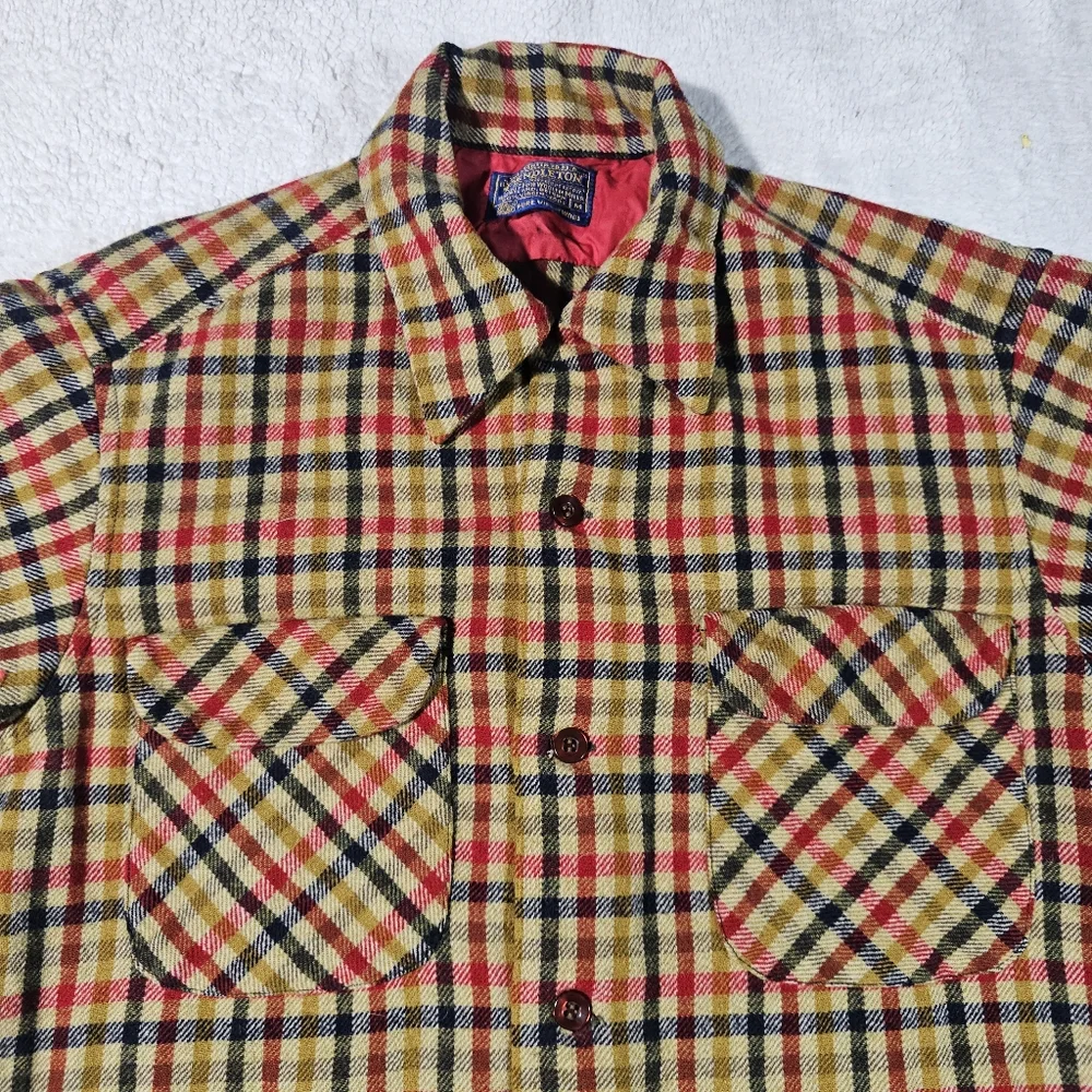 Pendleton Woolen Mills M Wool Yellow Plaid Shirt - Picture 4 of 10